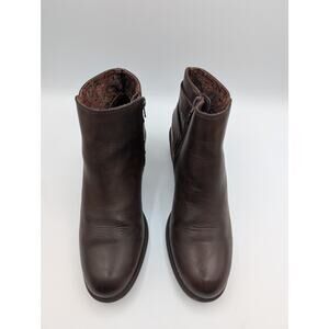 Vince Cameo VP-Peamer Brown Leather Buckle Zip Heels Ankle Boot Women's US 7.5M